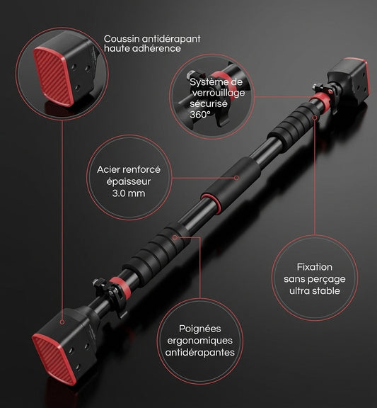 Barre de Traction Ajustable Sans Perçage Performance