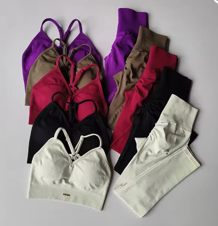 Ensemble de Sport Femme Seamless – Brassière Maintien + Legging Sculptant