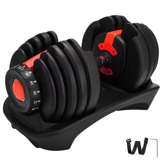 Haltères Réglables 24 kg – Système de Charge Rapide & Support Inclus