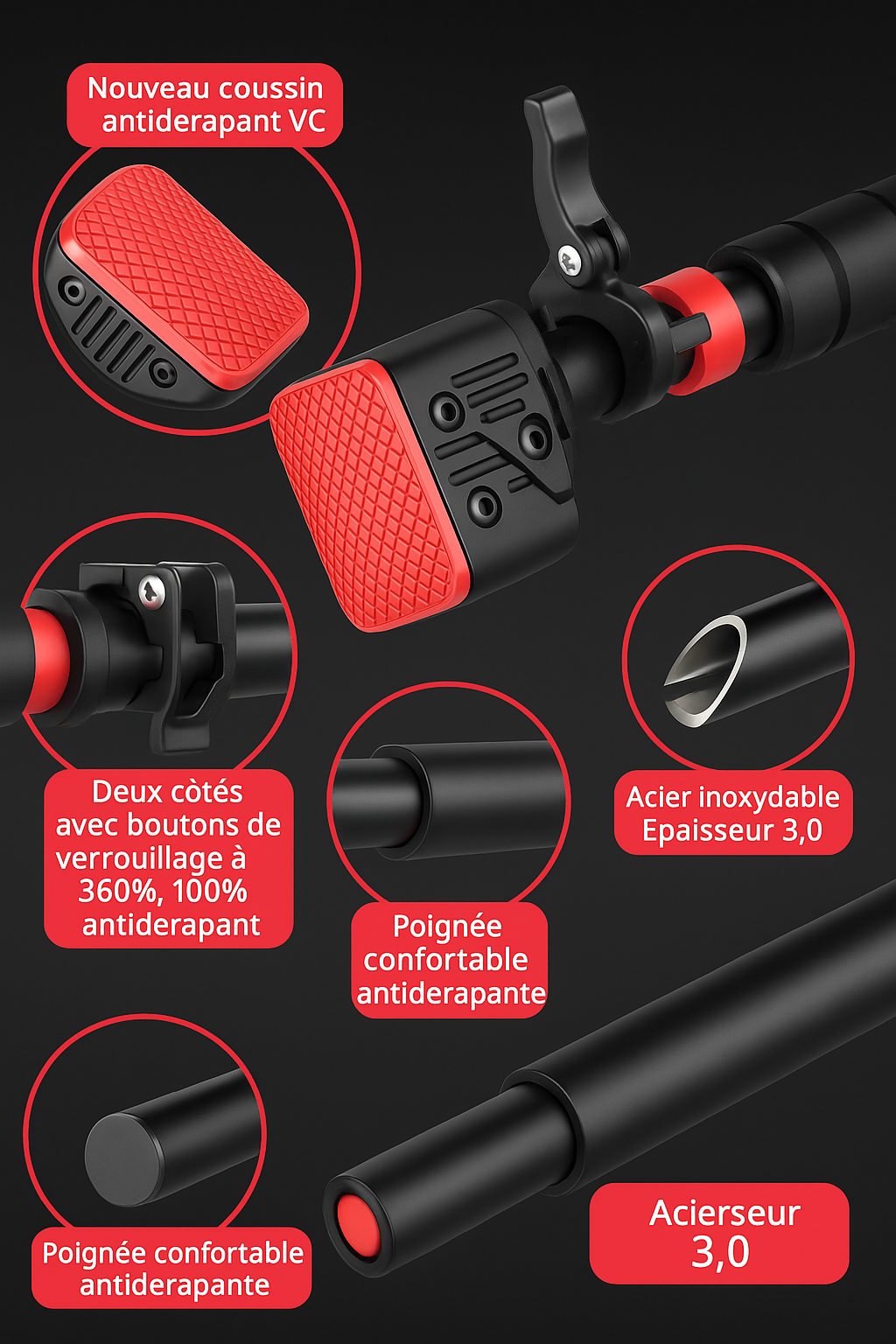 Barre de Traction Ajustable – Installation Sans Perçage & Ultra Résistante