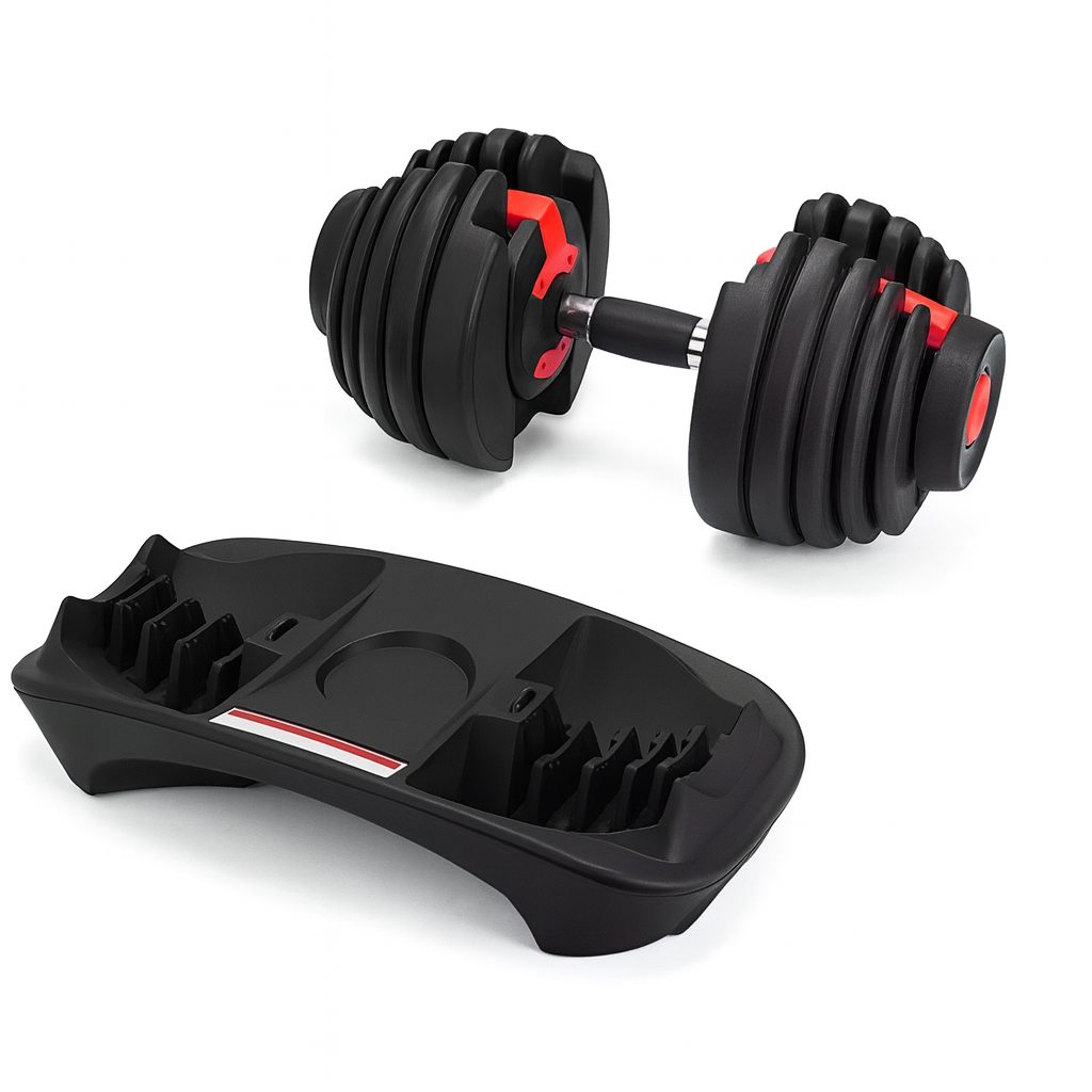 Haltères Réglables 24 kg – Système de Charge Rapide & Support Inclus